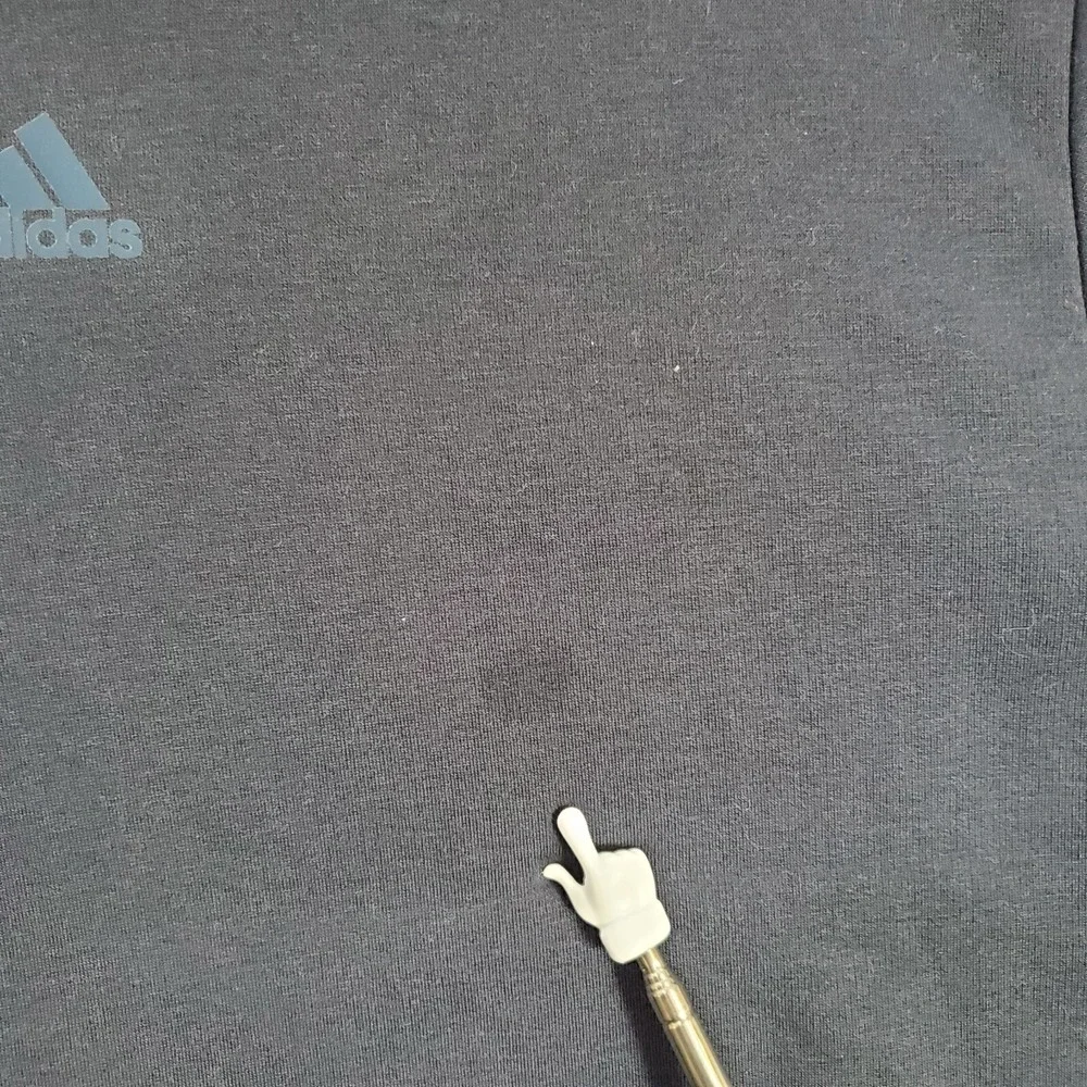 Adidas Men Sweater Large Blue Logo Three Stripe Crew Neck Long Sleeve READ